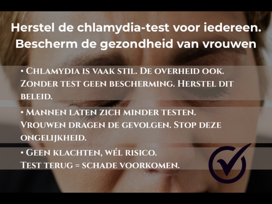 Herstel de chlamydia test voor iedereen. bescherm de gezondheid van vrouwen